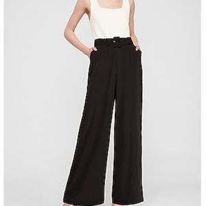 Express - Belted Wide Leg Paperbag Jumpsuit